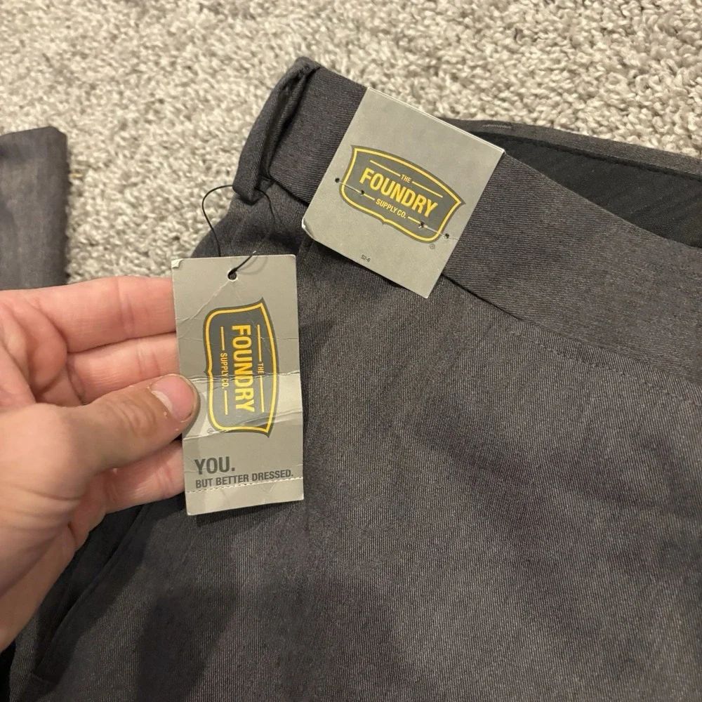 NEW The Foundry Dress Pants Men's 52X28 Casual Comfort Work $75 Dark Charcoal